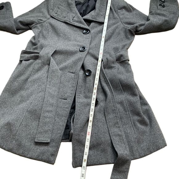 Ashley Stewart Gray Belted High Collar Button-Up Trench coat Size 1X - Picture 8 of 15